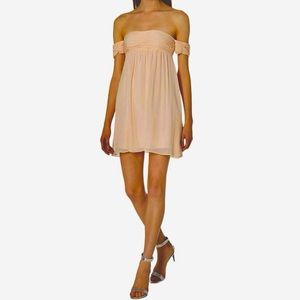 Rachael Zoe 100% Silk Melinda Blush Pink Off the Shoulder Mini Dress Ruched S 8